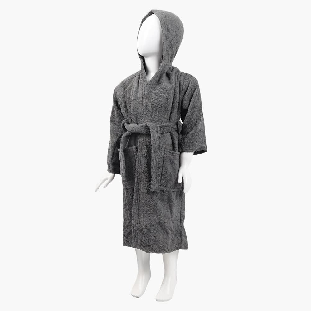 Kids Plain Bathrobe - Dark Grey, Bath Towels, Chase Value, Chase Value