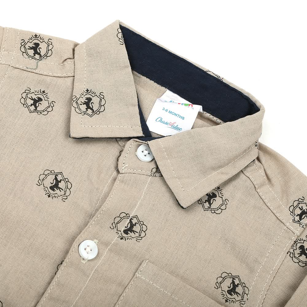 Newborn Boys Full Sleeves Shirt - Beige, Newborn Boys Winterwear, Chase Value, Chase Value