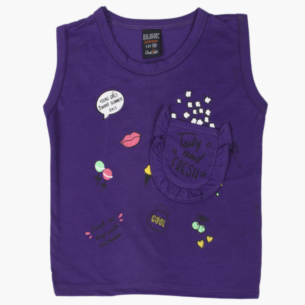 Girls Sando T-Shirt - Purple, Girls T-Shirts, Chase Value, Chase Value