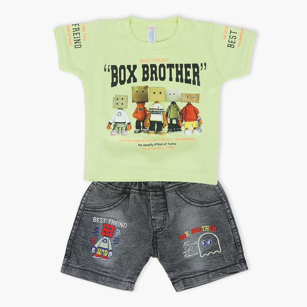 Newborn Boys Half Sleeves Suit - Green, Newborn Boys Sets & Suits, Chase Value, Chase Value