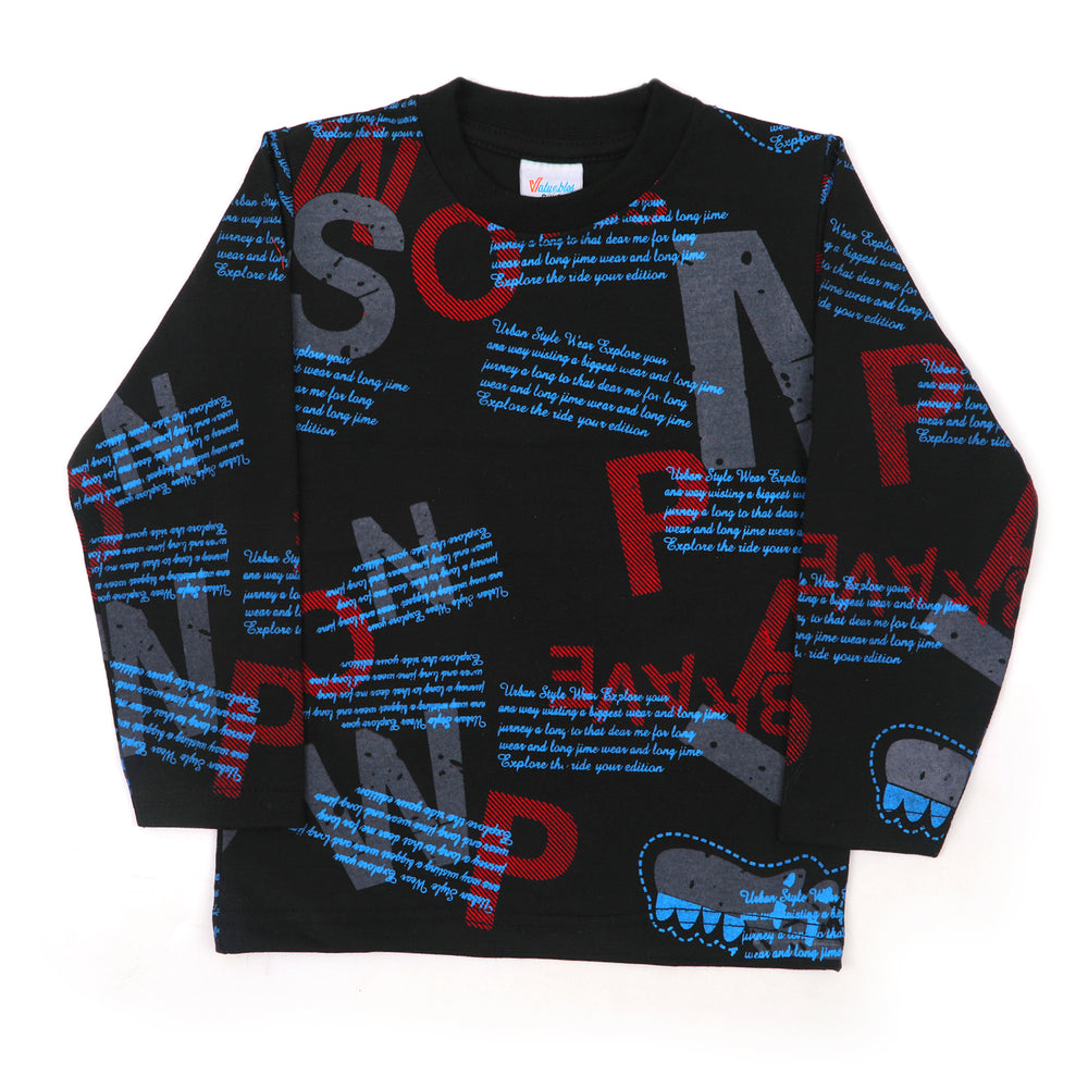 Boys Full Sleeves T-Shirt - Black, Boys T-Shirts, Chase Value, Chase Value