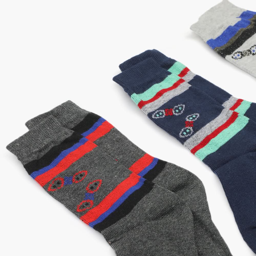 Boys Socks Pack Of 3 - Multi Color, Boys Socks, Chase Value, Chase Value