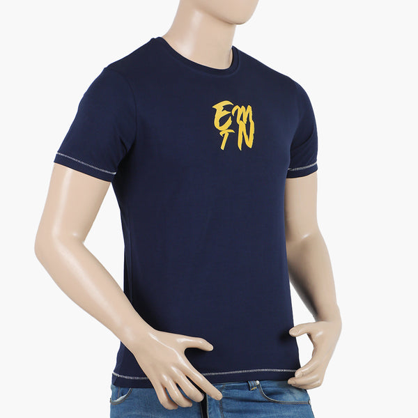 Eminent Men's Round Neck Half Sleeves Printed T-Shirt - Navy Blue