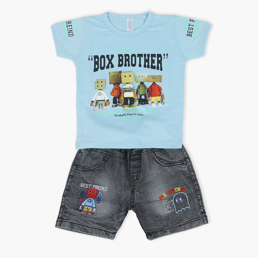 Newborn Boys Half Sleeves Suit - Blue, Newborn Boys Sets & Suits, Chase Value, Chase Value