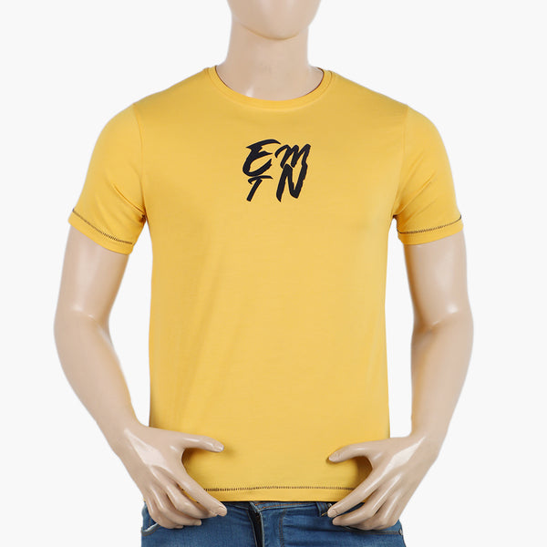 Eminent Men's Round Neck Half Sleeves Printed T-Shirt - Yellow, Men's T-Shirts & Polos, Eminent, Chase Value
