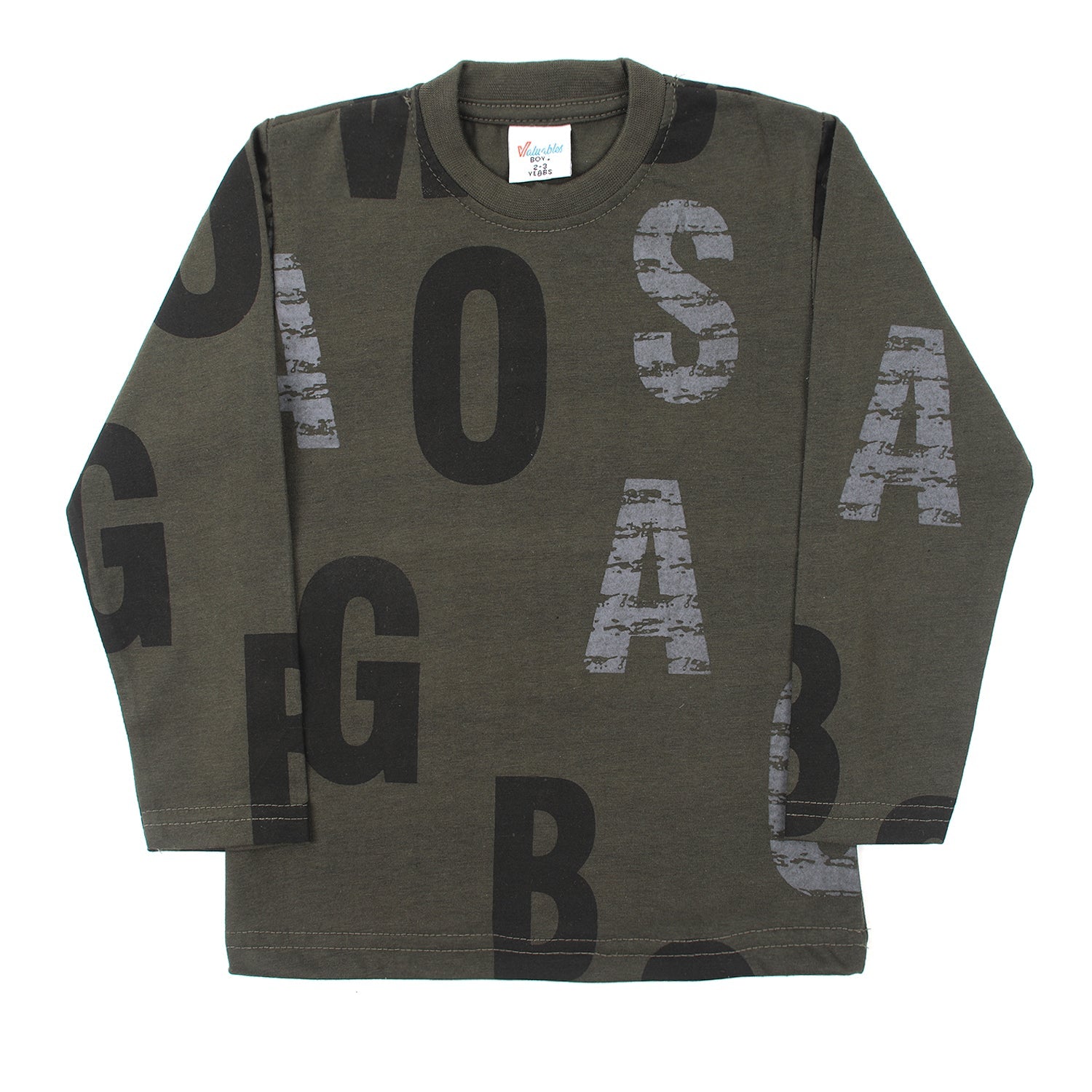 Boys Full Sleeves T-Shirt - Olive, Boys T-Shirts, Chase Value, Chase Value