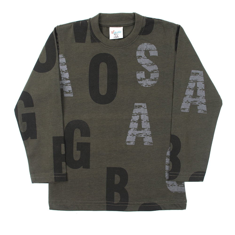 Boys Full Sleeves T-Shirt - Olive, Boys T-Shirts, Chase Value, Chase Value