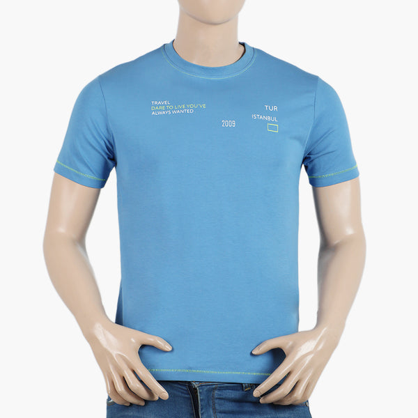 Eminent Men's Round Neck Half Sleeves Printed T-Shirt - Blue