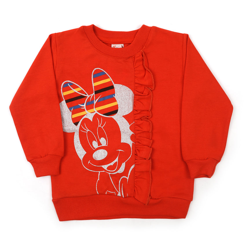 Girls Full Sleeves Sweat Shirt - Orange