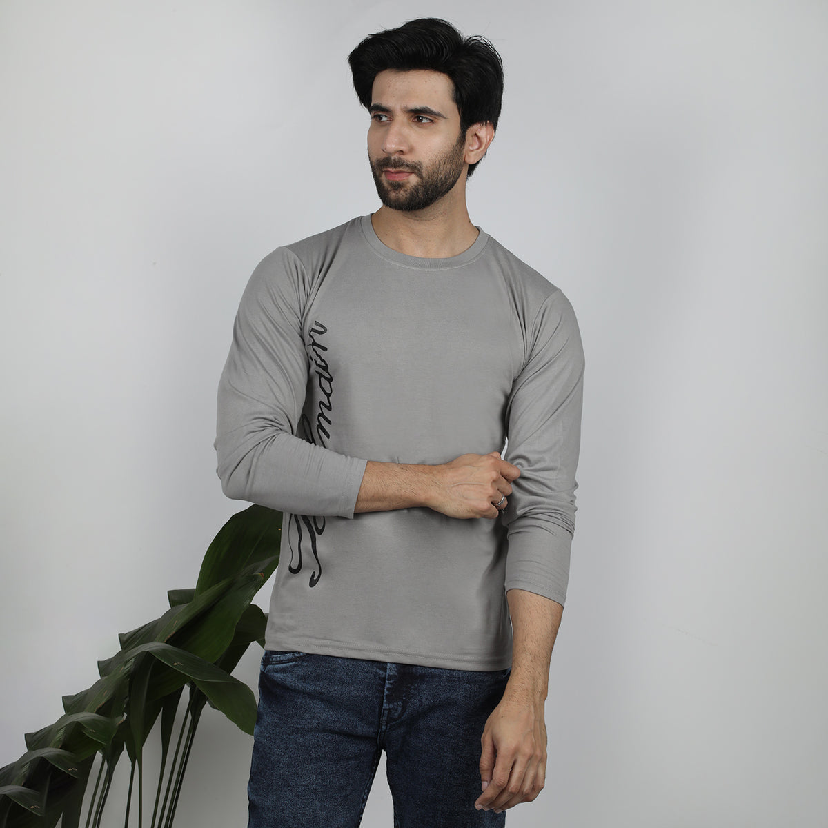 Men's Full Sleeves T-Shirt - Grey, Men's T-Shirts & Polos, Chase Value, Chase Value
