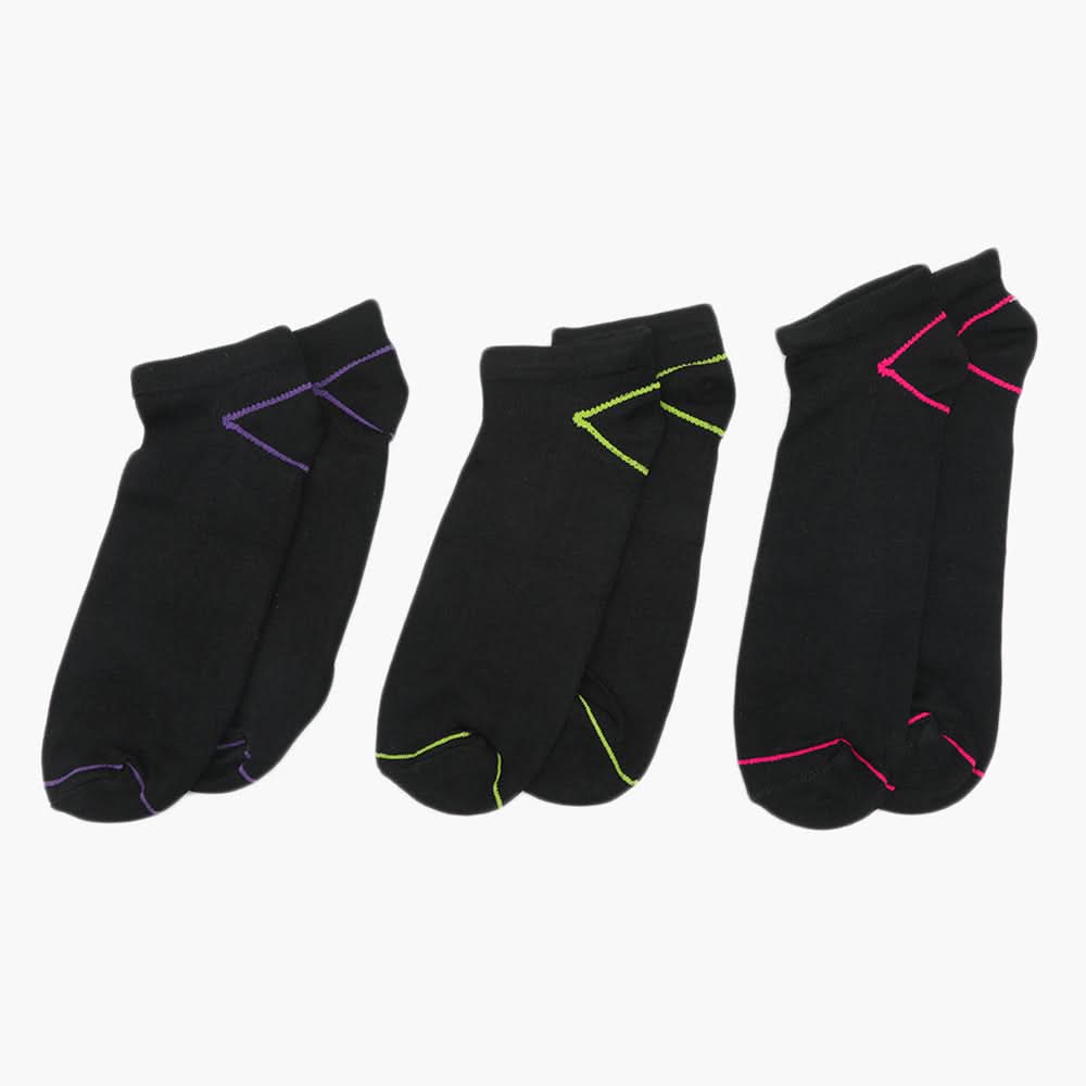 Women's Ankle Socks Pack Of 3 - Multi Color, Women Socks Stocking & Gloves, Chase Value, Chase Value