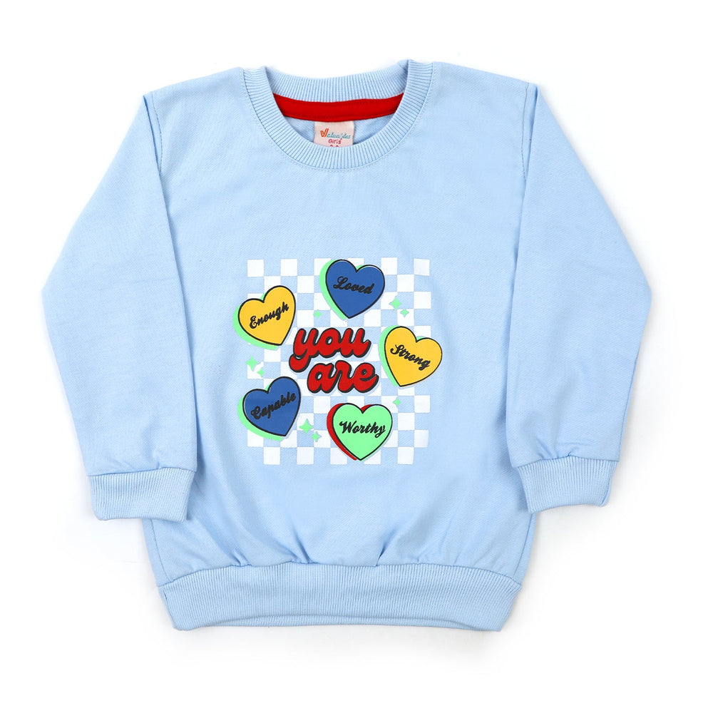 Girls Full Sleeves Sweat Shirt - Light Blue, Girls Hoodies & Sweat Shirts, Chase Value, Chase Value
