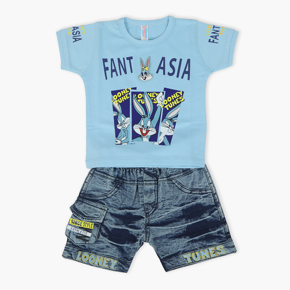 Newborn Boys Half Sleeves Suit - Blue, Newborn Boys Sets & Suits, Chase Value, Chase Value