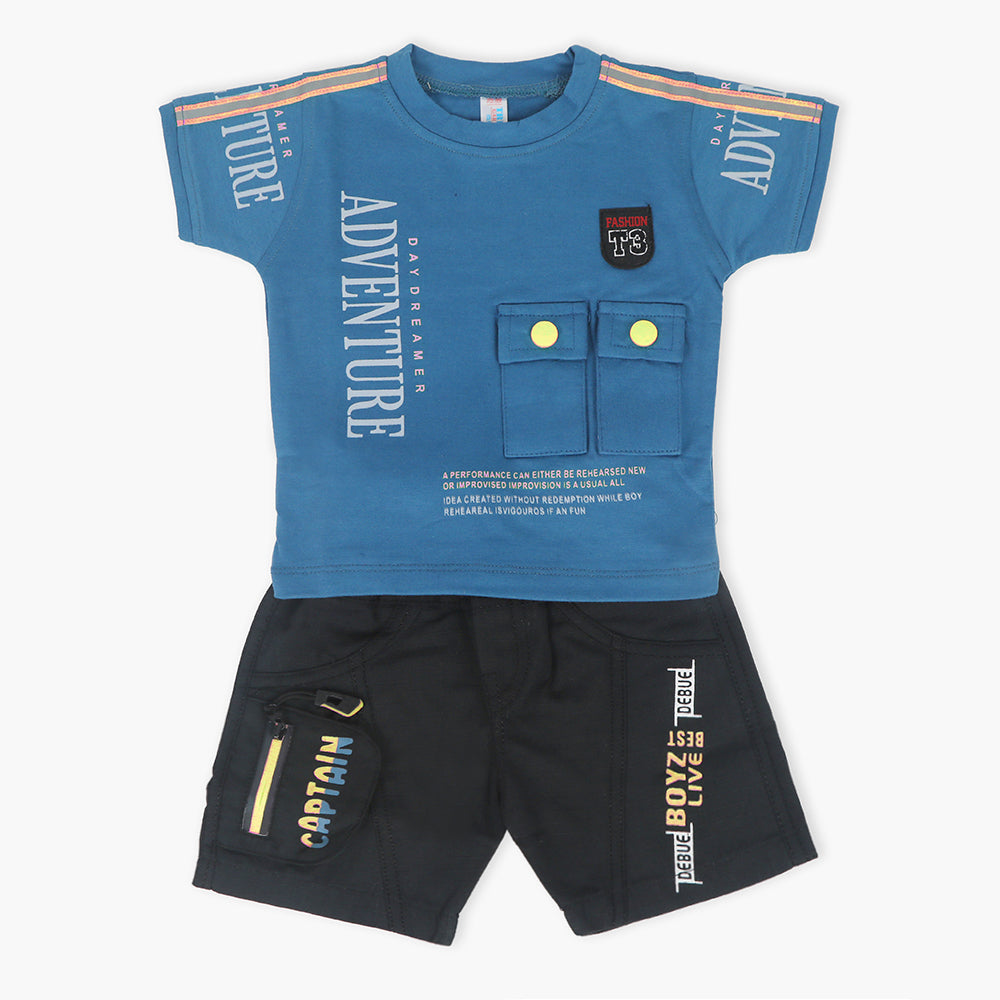 Newborn Boys Half Sleeves Suit - Blue, Newborn Boys Sets & Suits, Chase Value, Chase Value