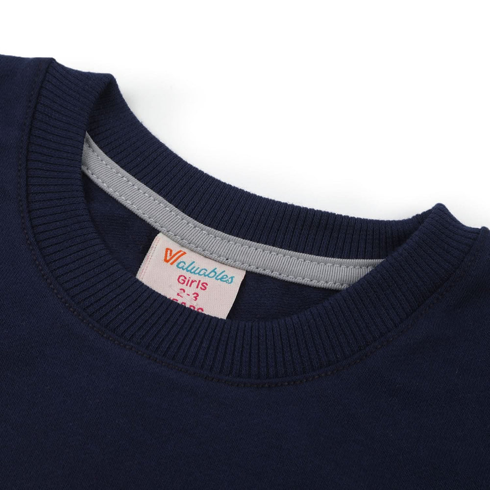 Girls Full Sleeves Sweat Shirt - Navy Blue, Girls Hoodies & Sweat Shirts, Chase Value, Chase Value