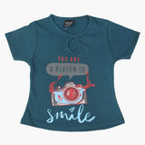 Girls Half Sleeves T-Shirt - Steel Green, Girls T-Shirts, Chase Value, Chase Value