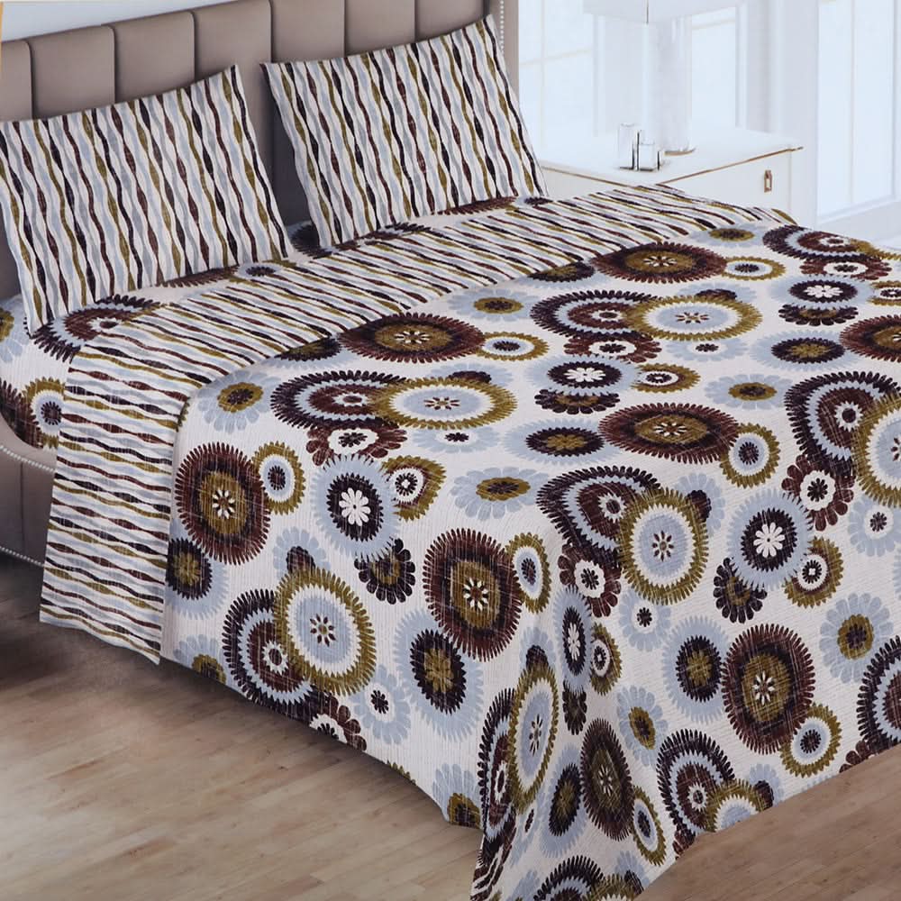 Double Bed Sheet Set of 5Pcs- C3, Double Size Bed Sheet, Chase Value, Chase Value