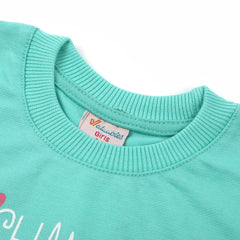 Girls Full Sleeves Sweat Shirt - Cyan