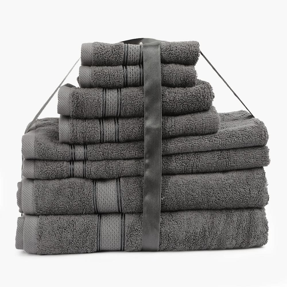 Towel Set 8pcs - Grey, Kitchen Towel, Chase Value, Chase Value
