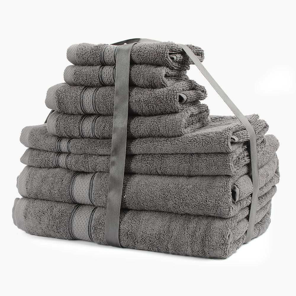 Towel Set 8pcs - Grey, Kitchen Towel, Chase Value, Chase Value