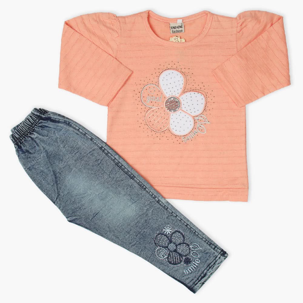 Girls Tights Suit - Peach, Girls Suits, Chase Value, Chase Value