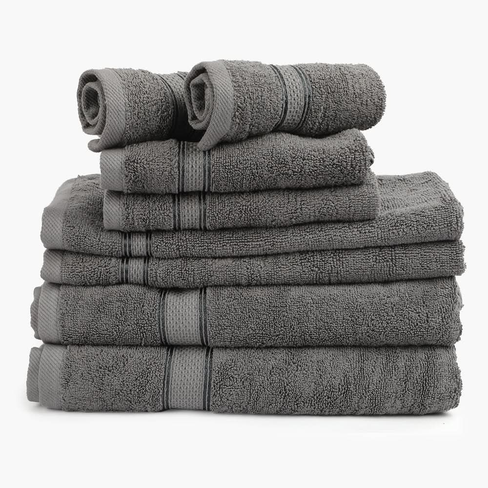 Towel Set 8pcs - Grey, Kitchen Towel, Chase Value, Chase Value