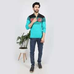 Men's Full Sleeves Polo T-Shirt - Sea Green