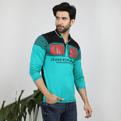 Men's Full Sleeves Polo T-Shirt - Sea Green