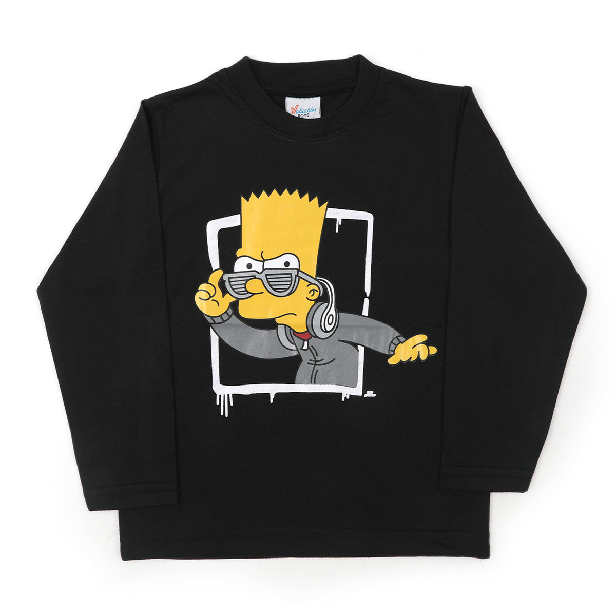 Boys Full Sleeves T-Shirt - Black, Boys T-Shirts, Chase Value, Chase Value