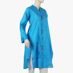 Women's Jacquard Stitched Kurti - Blue, Women Ready Kurtis, Chase Value, Chase Value