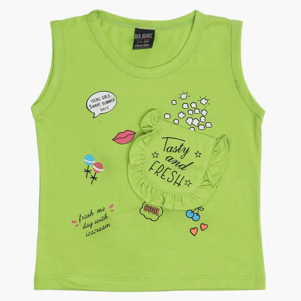 Girls Sando T-Shirt - Green, Girls T-Shirts, Chase Value, Chase Value