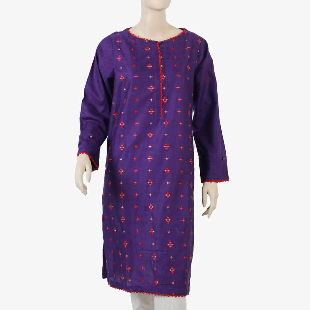 Women's Embroiderd Stitched Kurti - Purple, Women Ready Kurtis, Chase Value, Chase Value