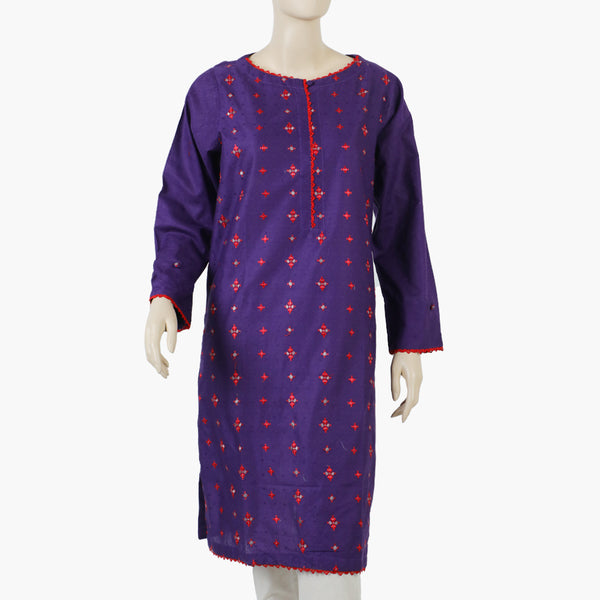 Women's Embroiderd Stitched Kurti - Purple