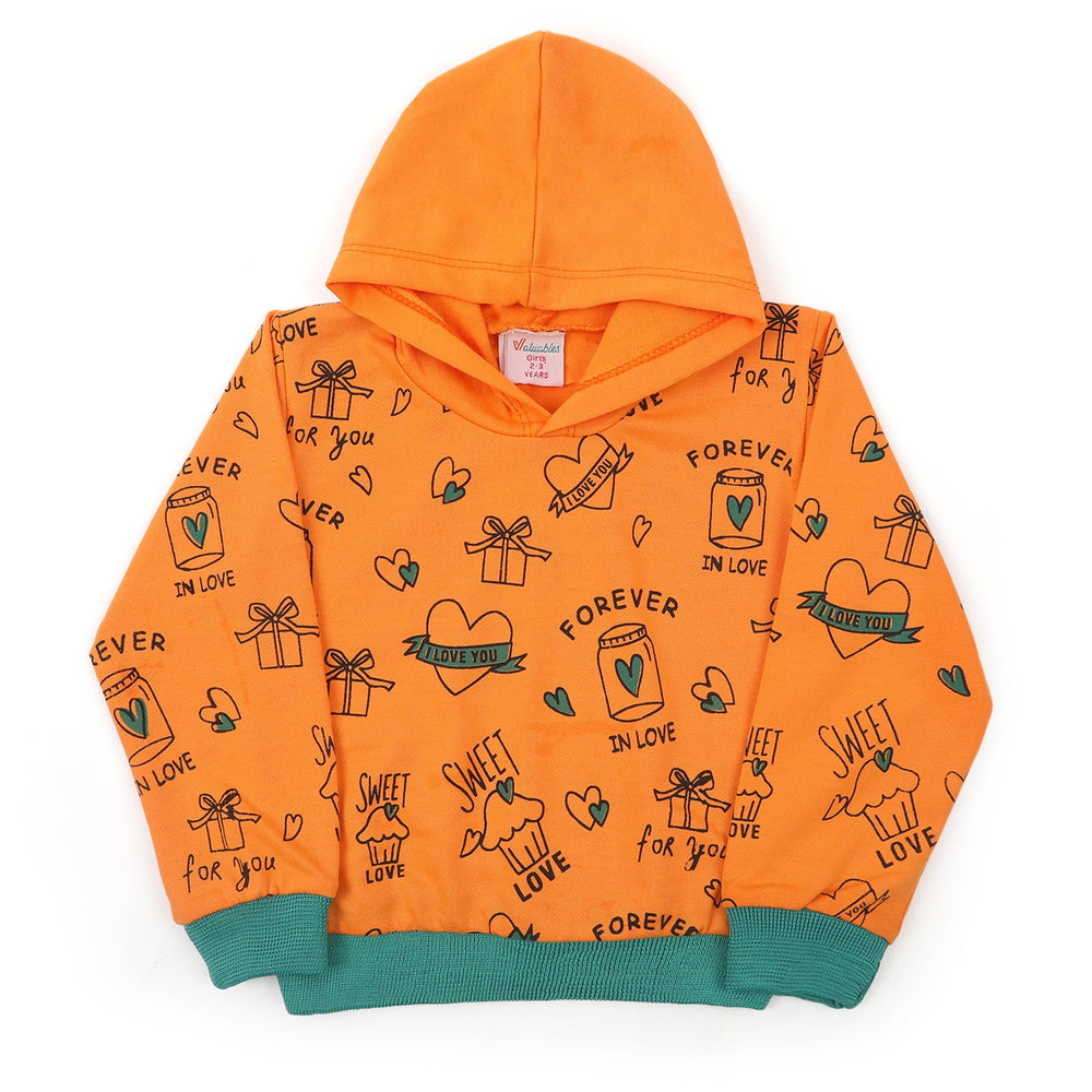 Girls Full Sleeves Hoodie T-Shirt - Orange, Girls Hoodies & Sweat Shirts, Chase Value, Chase Value