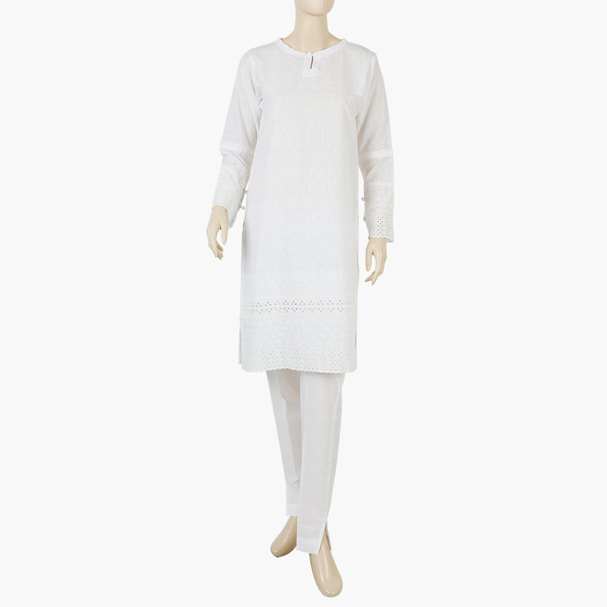 Women's Plain Shalwar Suit - White