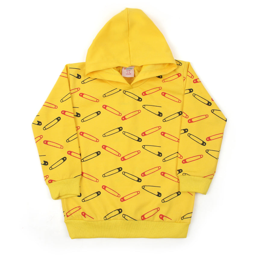 Girls Full Sleeves Hoodie T-Shirt - Yellow