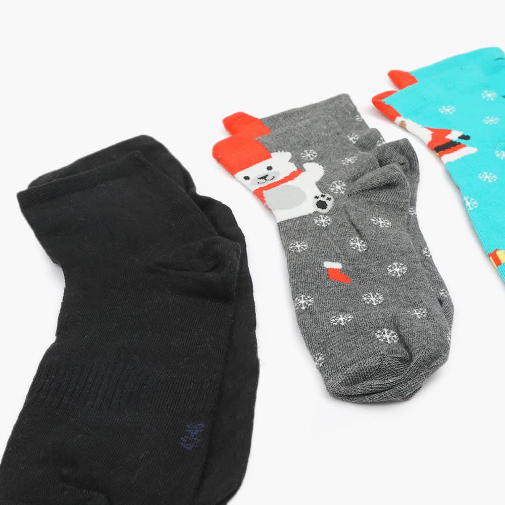 Women's Ankle Socks Pack Of 3 - Multi Color, Women Socks Stocking & Gloves, Chase Value, Chase Value