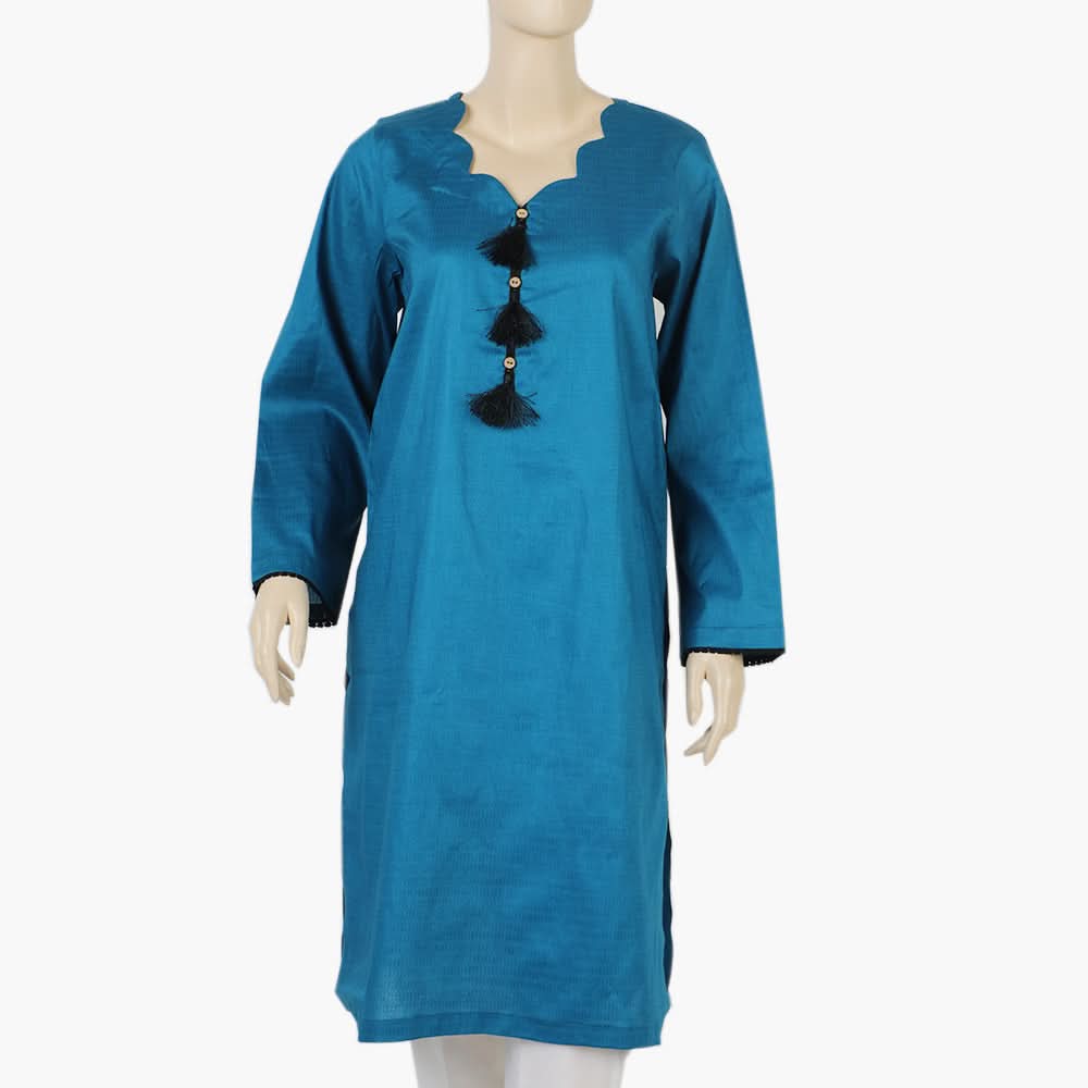 Women's Stitched Kurti - Steel Blue, Women Ready Kurtis, Chase Value, Chase Value