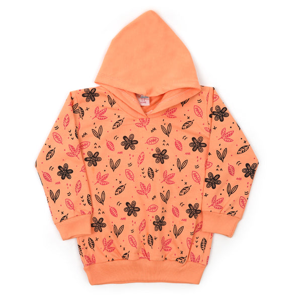 Girls Full Sleeves Hoodie T-Shirt - Peach