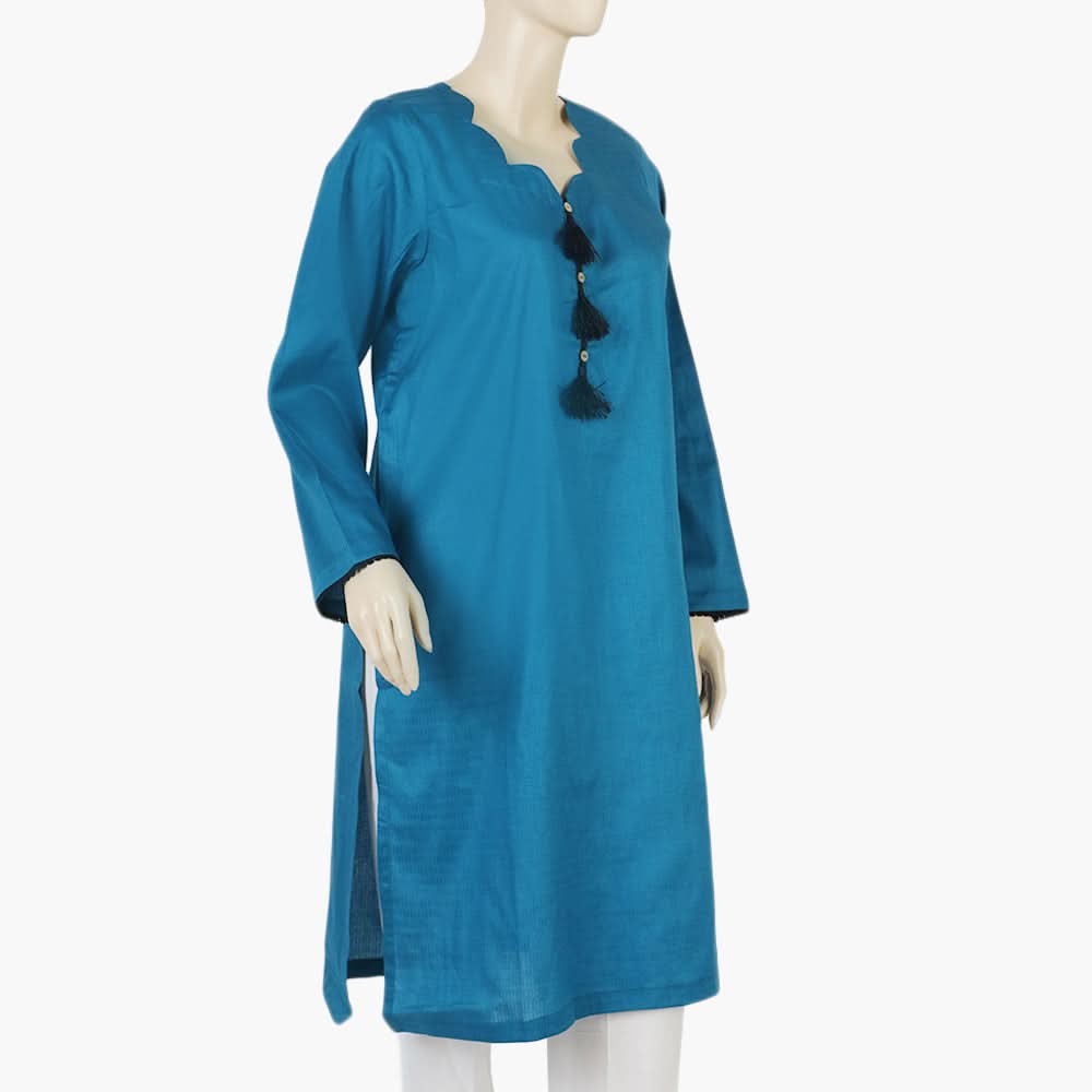 Women's Stitched Kurti - Steel Blue, Women Ready Kurtis, Chase Value, Chase Value
