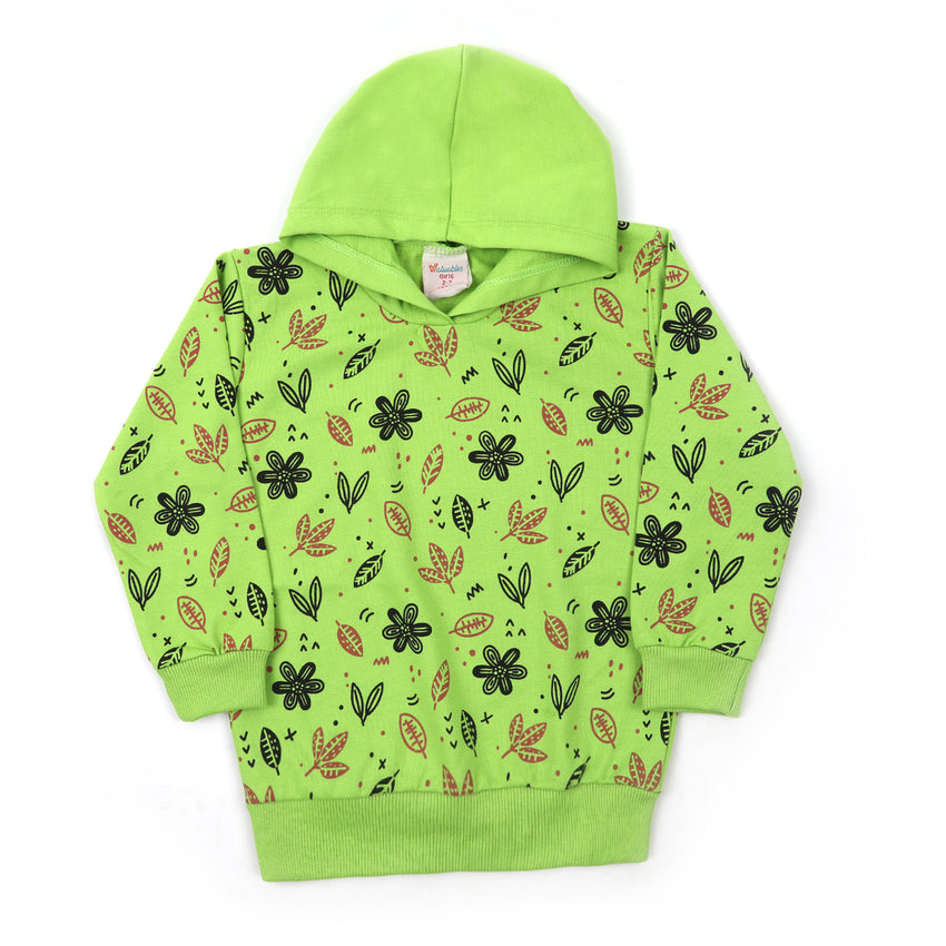 Girls Full Sleeves Hoodie T-Shirt - Light Green