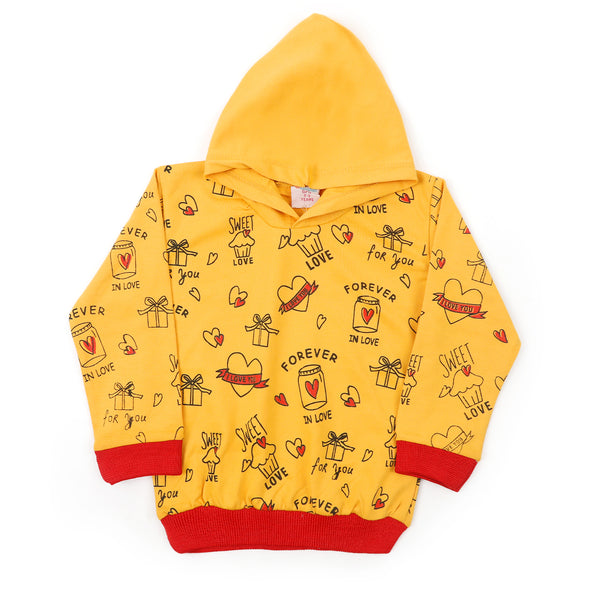 Girls Full Sleeves Hoodie T-Shirt - Mustard