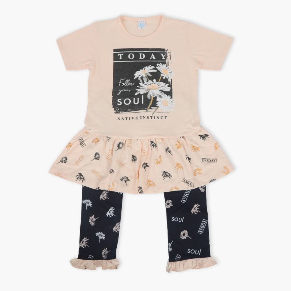 Girls Half Sleeves Suit - Peach, Girls Suits, Chase Value, Chase Value