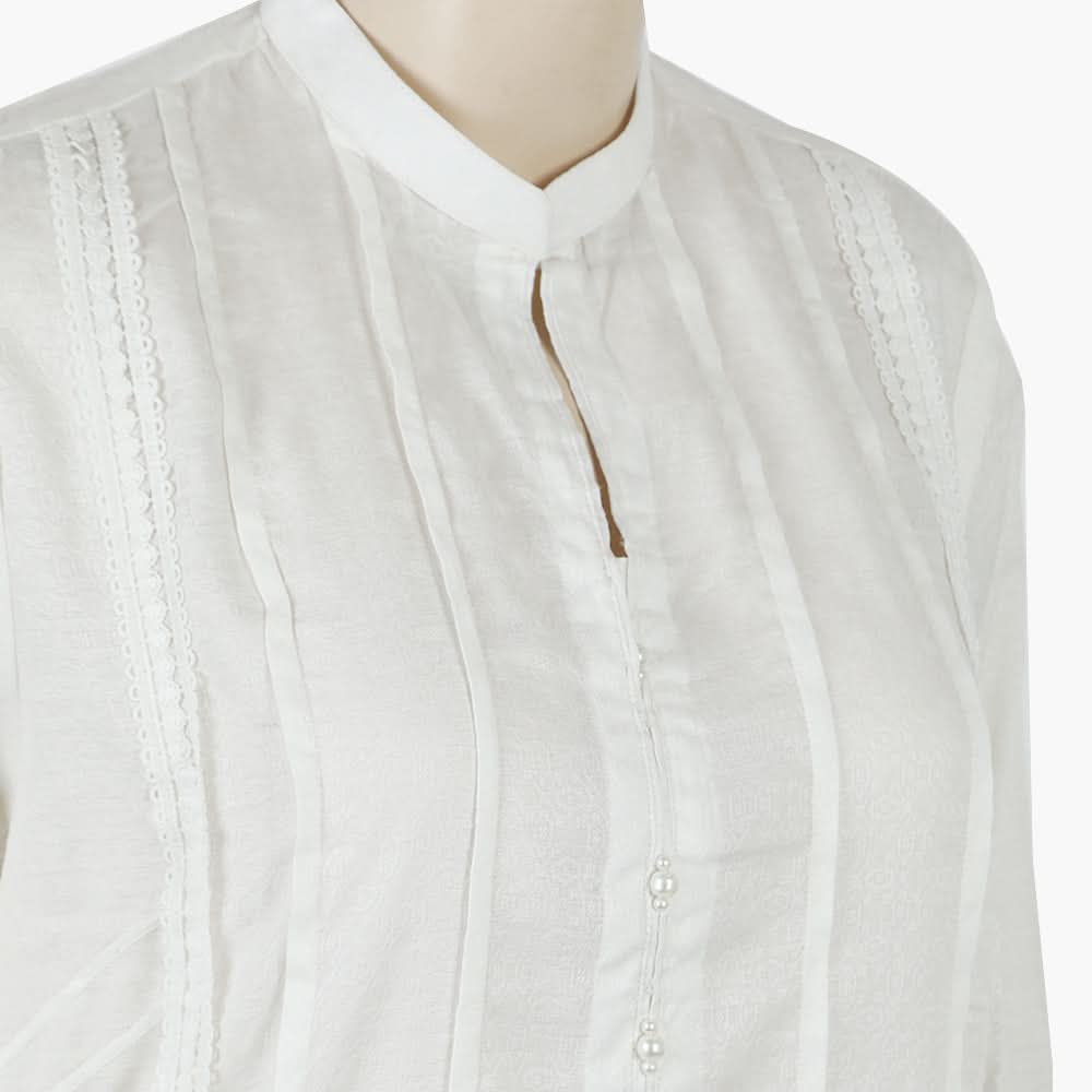 Women's Stitched Kurti - White, Women Ready Kurtis, Chase Value, Chase Value