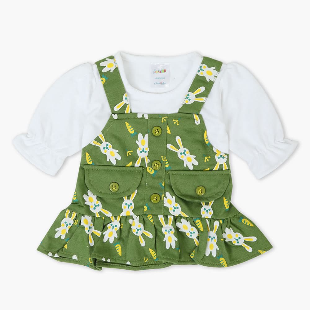 Newborn Girls Full Sleeves Frock - Green, Newborn Girls Frocks, Chase Value, Chase Value