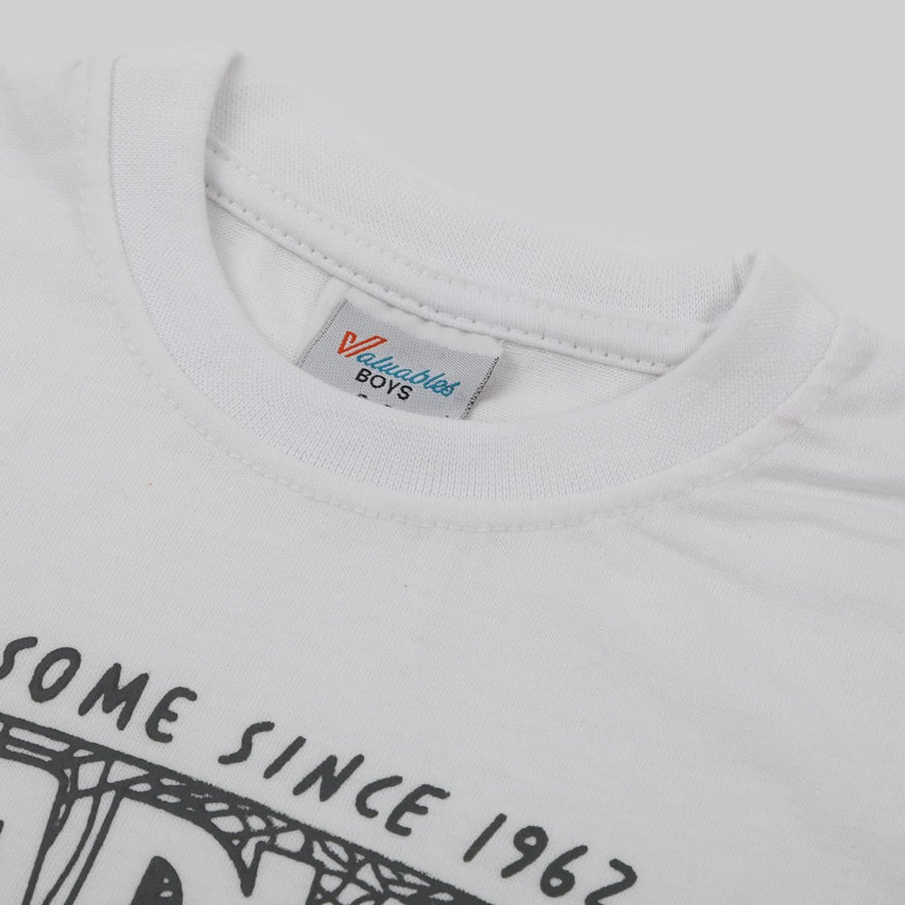 Boys Full Sleeves T-Shirt - White, Boys T-Shirts, Chase Value, Chase Value