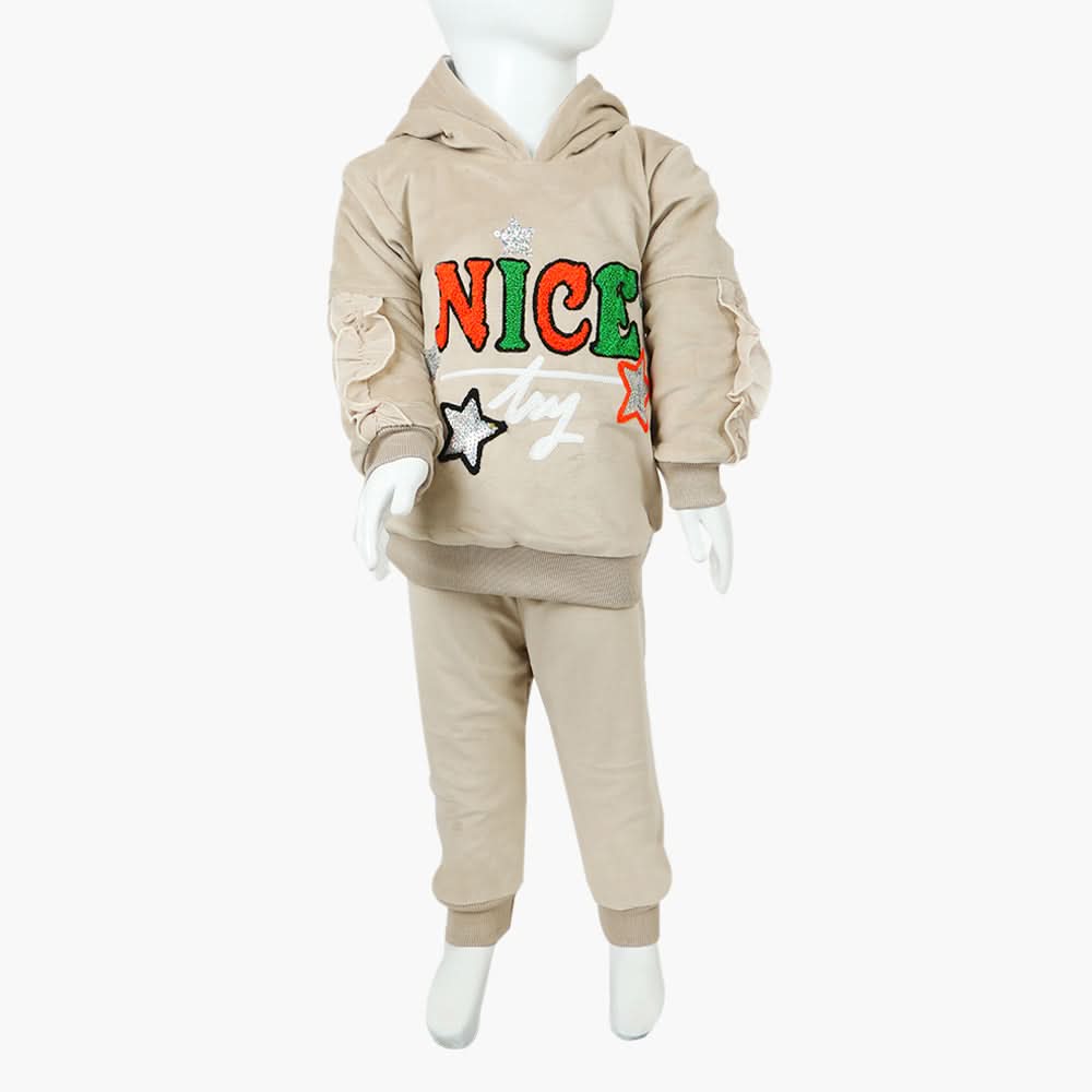 Girls Velour Tracksuit - Light Grey, Girls Suits, Chase Value, Chase Value