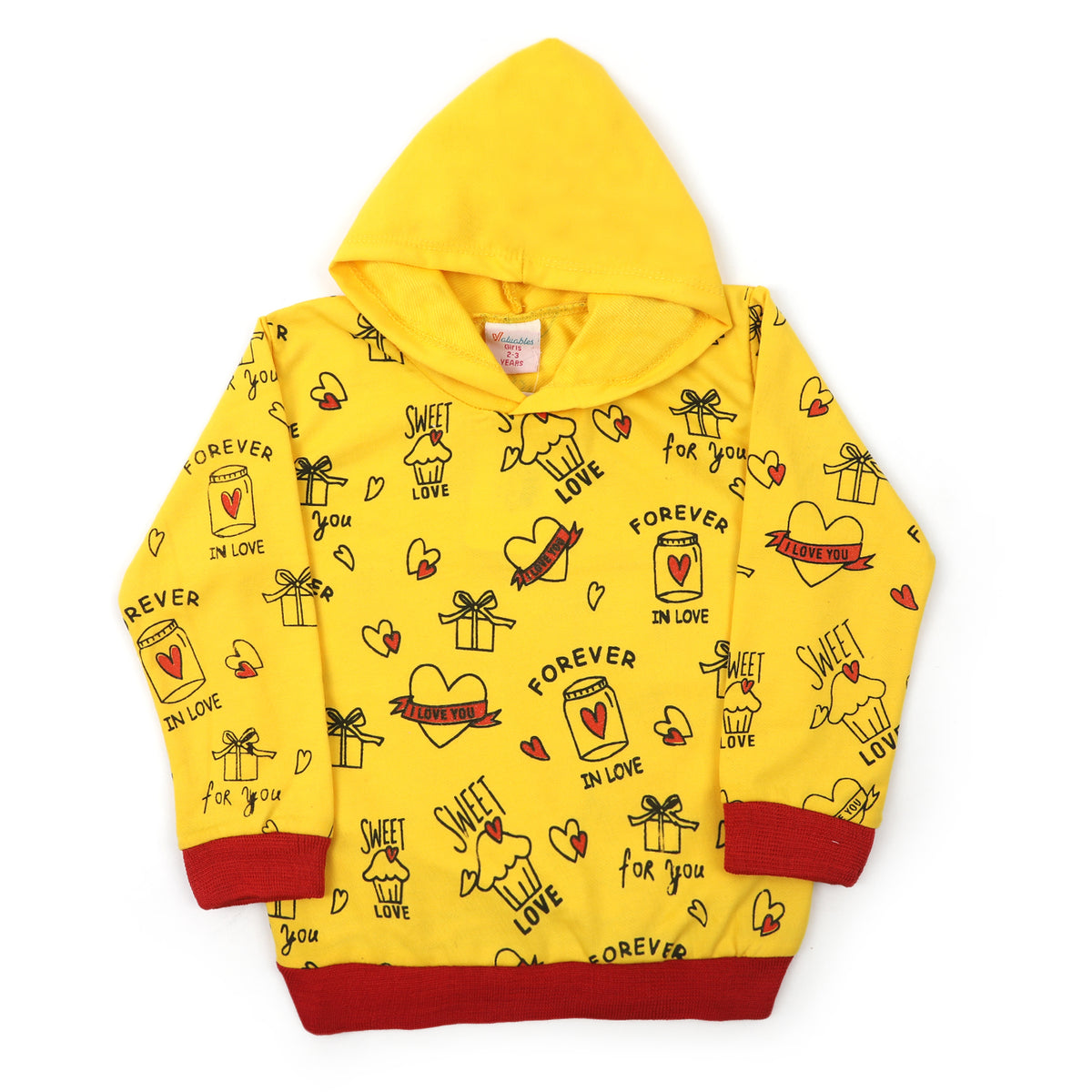 Girls Full Sleeves Hoodie T-Shirt - Yellow, Girls Hoodies & Sweat Shirts, Chase Value, Chase Value