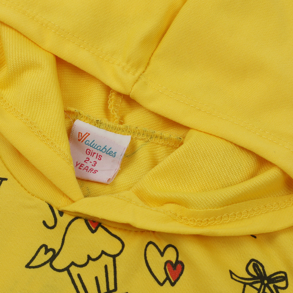 Girls Full Sleeves Hoodie T-Shirt - Yellow, Girls Hoodies & Sweat Shirts, Chase Value, Chase Value