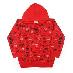 Girls Full Sleeves Hoodie T-Shirt - Red